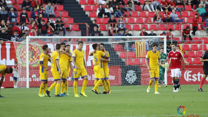 Jugadors de l'Alcorcón celebrant el segon gol al partit de la primera volta. | Foto: laliga.es