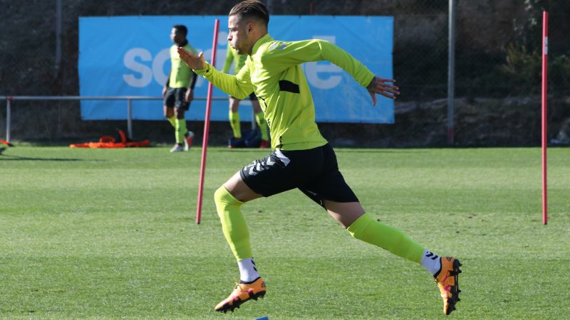 Abeledo en un entrenament amb el Nàstic. |Foto: Nàstic