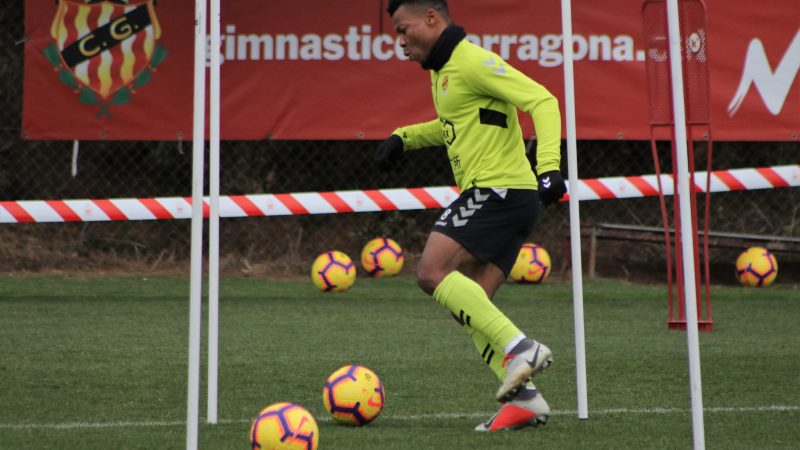 Uche en un entrenament amb el Nàstic. |Foto: Nàstic