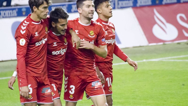 Els jugadors del Nàstic celebren un dels gols de Joan Oriol. | Foto: Gimnàstic de Tarragona