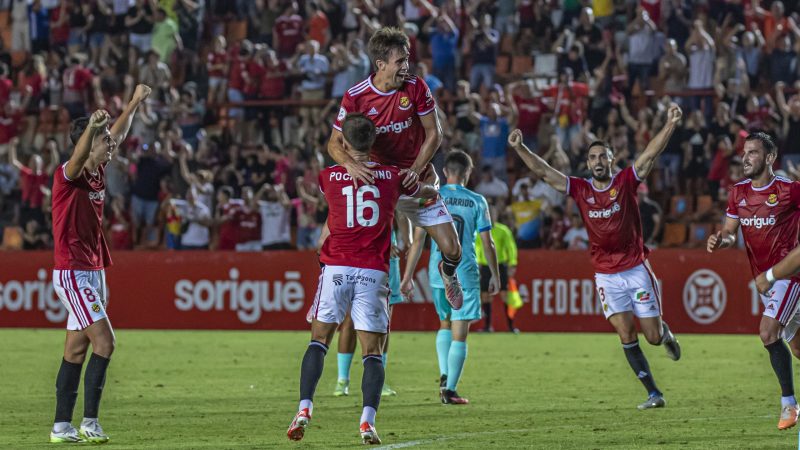 Celebració del gol contra el Barça B l'any 2023.
FOTO: Nàstic
