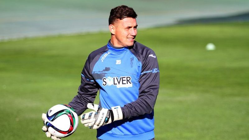 Stole Dimitrievski en un entrenament amb el Granada.