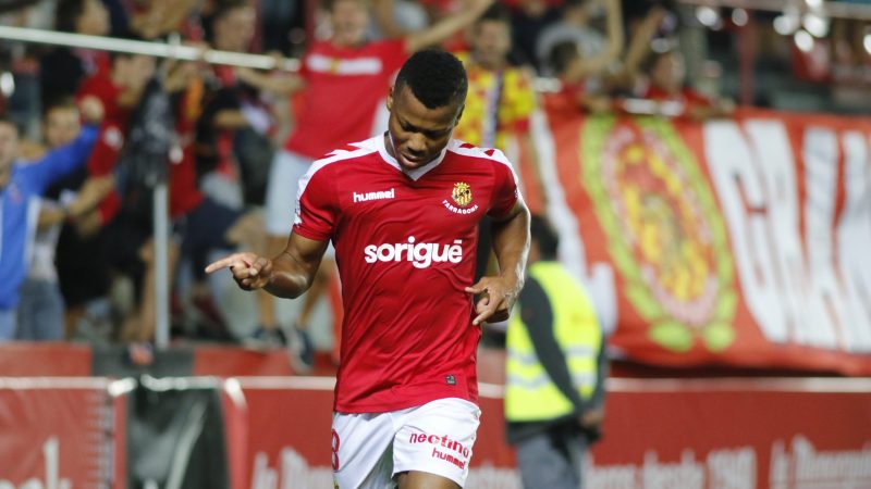 Uche celebrant un dels gols contra el Granada. |Foto: Gimnàstic de Tarragona