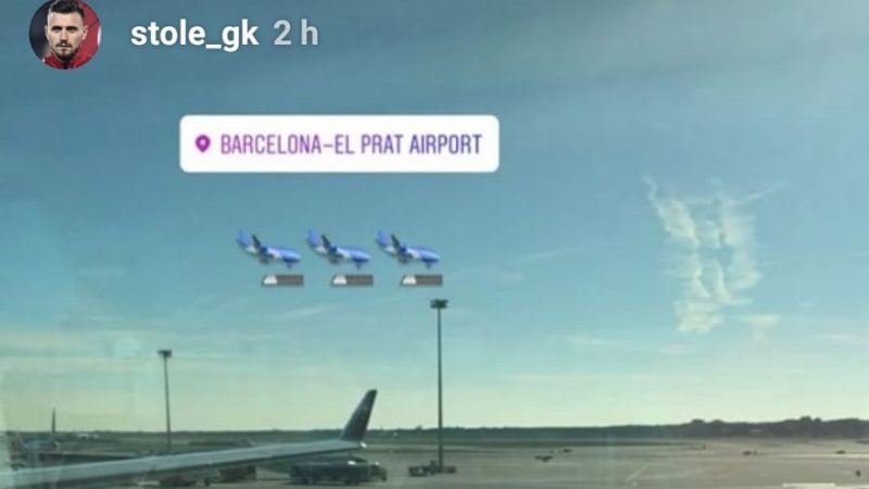 Imatge capturada per Dimitrievski a l'aeroport del Prat. | Foto: Instagram