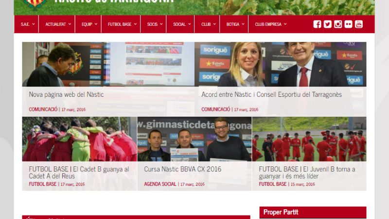 Captura del nou portal web del club. | Foto: gimnasticdetarragona.cat