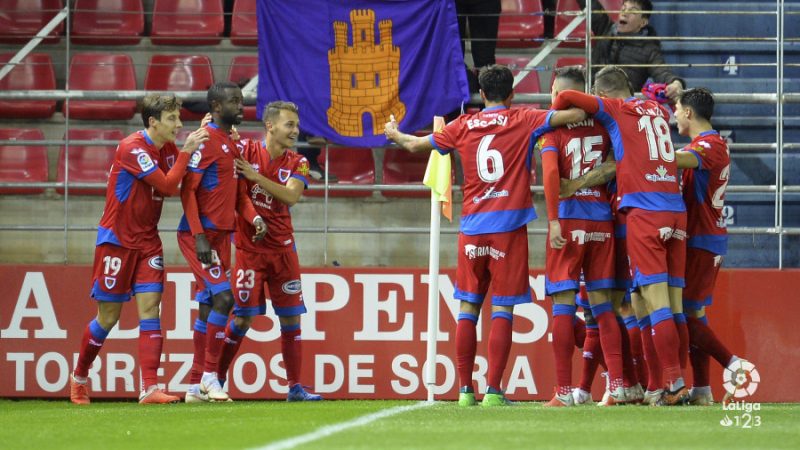 Els sorians celebren un gol a l'estadi de Los Pajaritos. | Foto: laliga.es