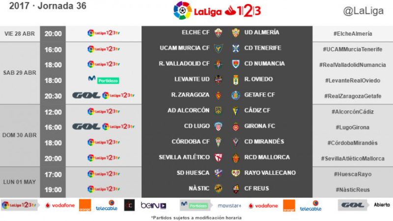 Horaris de la jornada 36. | Foto: laliga.es