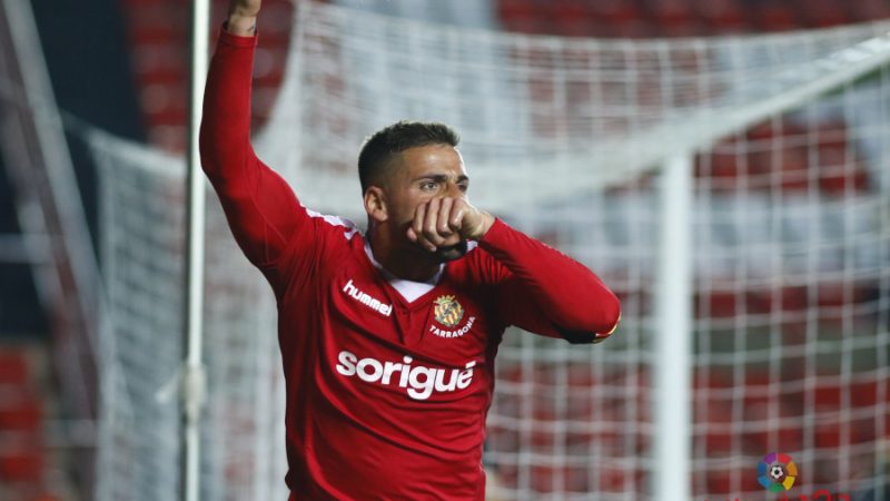 Xavi Molina celebra el seu gol contra el Sevilla Atlético. | Foto: laliga.es