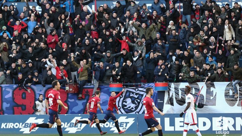 Jugadors de l'Osasuna celebren un gol contra el Mallorca. | Foto: laliga.es