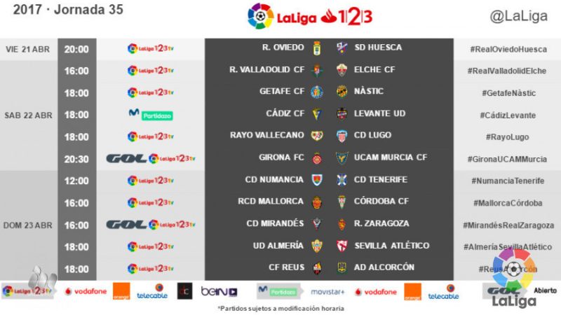 Horaris de la jornada 35 a Segona A. | Foto: laliga.es